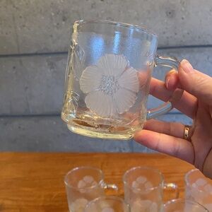 Floral glass mug set of 6